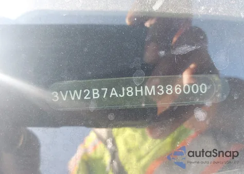 2017 Volkswagen Jetta 1.4T S z USA, uszkodzony, nr VIN 3VW2B7AJ8HM386000